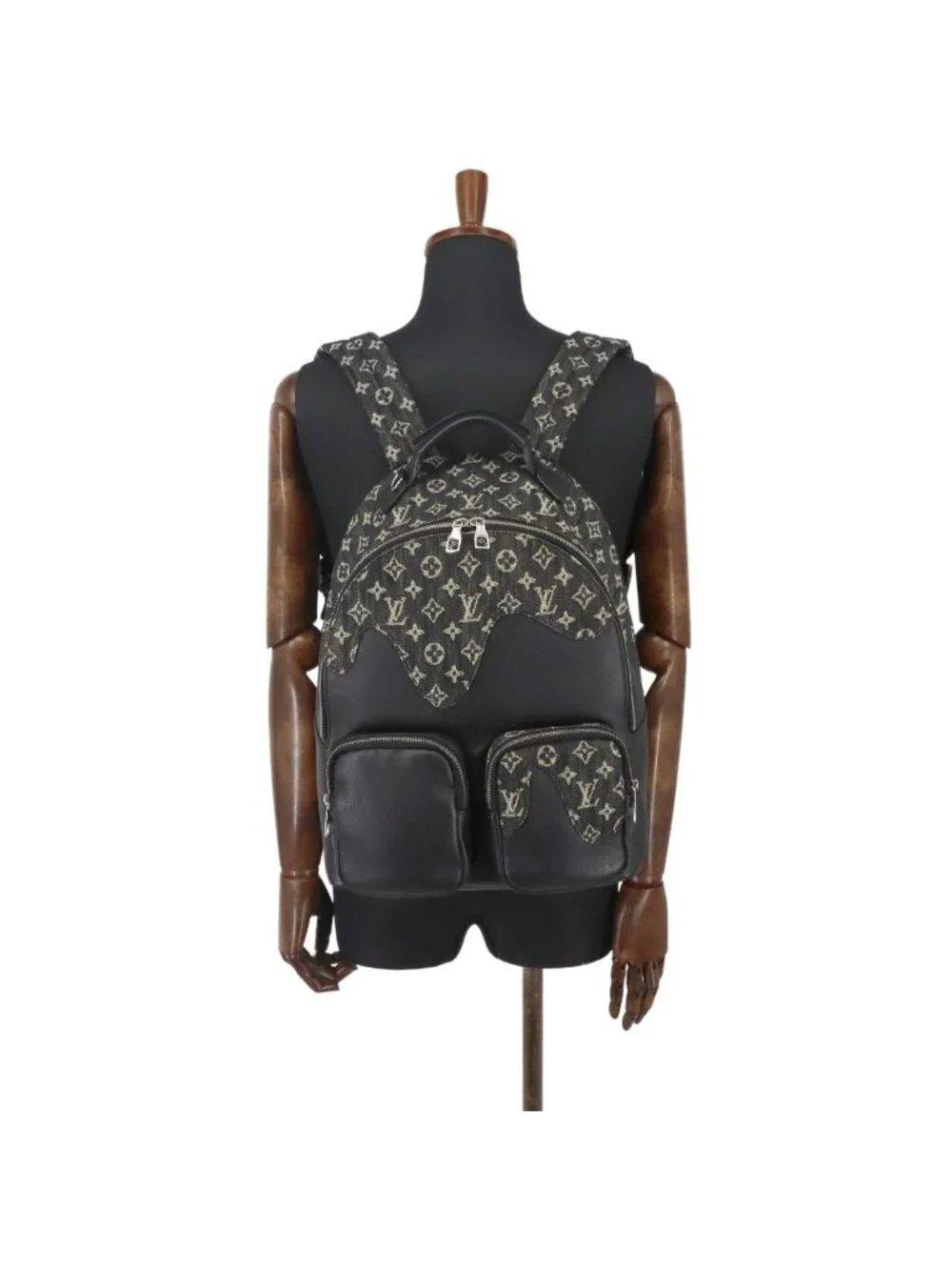 Louis Vuitton LV Squared Multi Pocket Backpack Monogram Denim Leather Noir